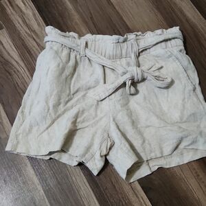 Old Navy High-Waisted Tie-Belt Linen-Blend Shorts Size 0 Khaki/ Tan Color